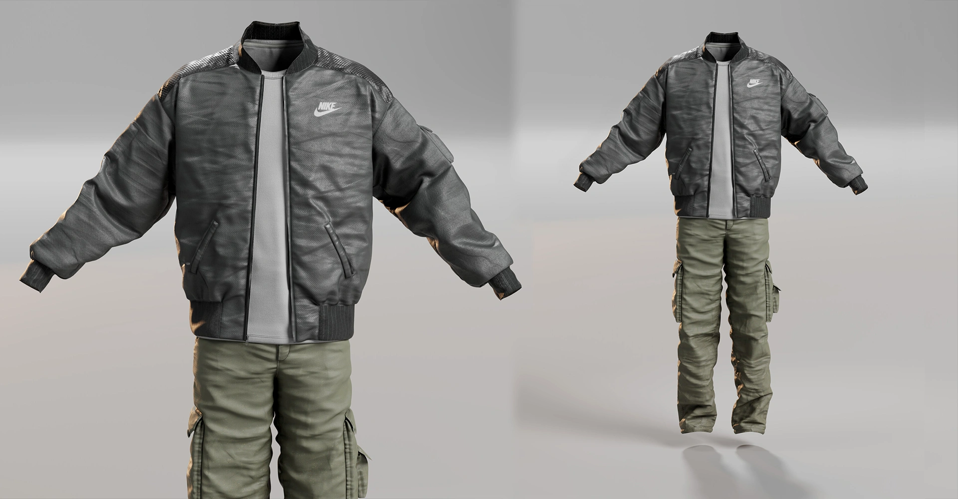 Nike Bomber Jacket & Cargo Pants — 3D Digital Apparel